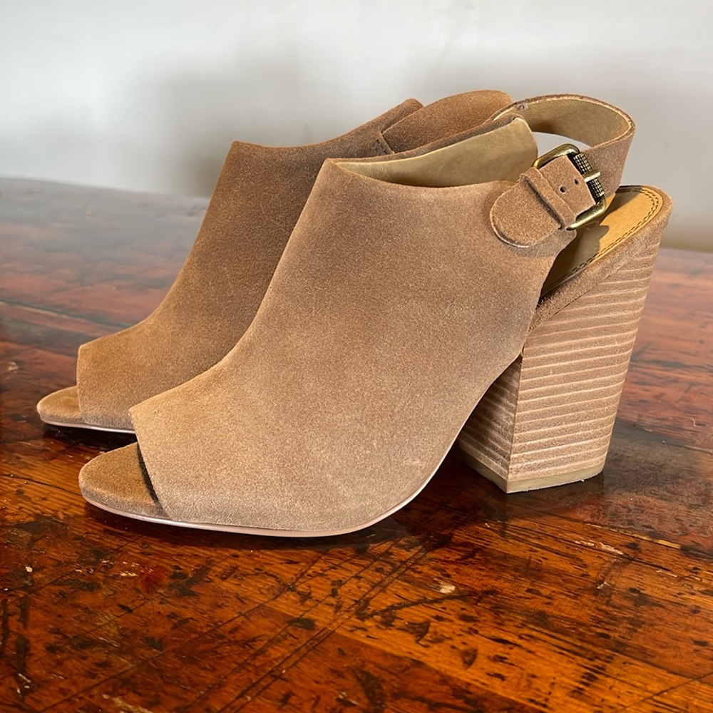 Splendid suede block heel sling-backs